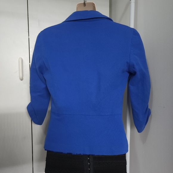Aus S Zara Blue Cropped Blazer Peplum Jacket - Picture 7 of 16